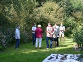 Portes ouvertes 2020 Accueil de visiteurs à l\'entrée du jardin