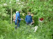 Groupe de visiteurs dans le jardin