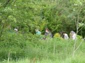 Groupe de visiteurs passant par la butte