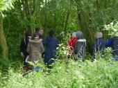 Groupe de visiteurs dans le jardin 