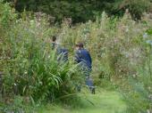 Groupe de visiteurs dans le jardin